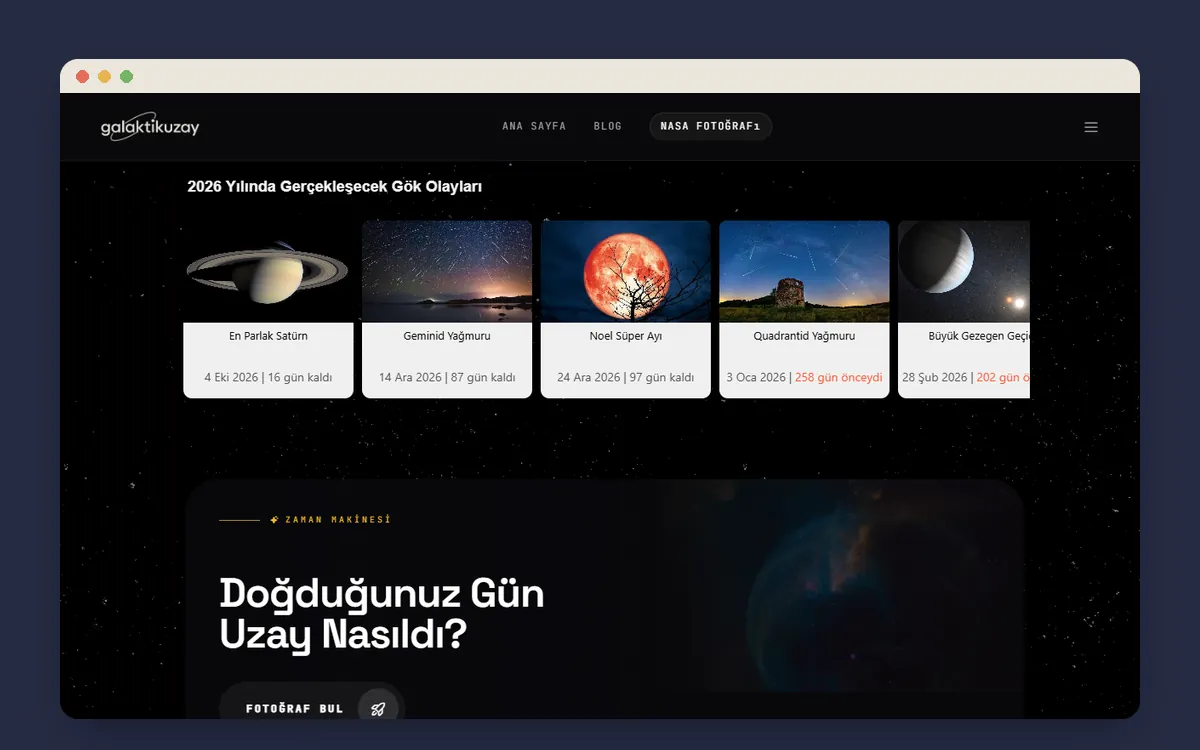galaktikuzay.com ana sayfası